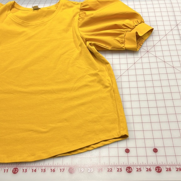 CHICO'S Cottage Coastal Smocked Puff SLV Scoop Cotton Marigold Brunch Blouse XL - Picture 10 of 16